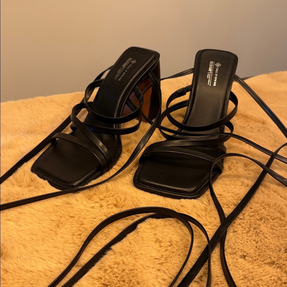 Call It Spring Black Strappy Sandals